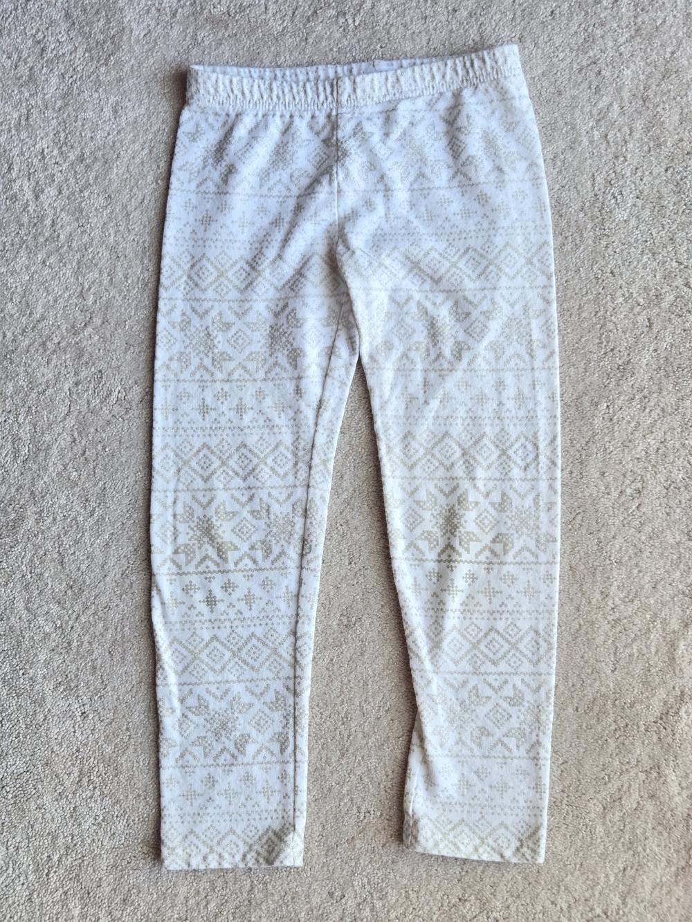Carter's Cream Leggings with Silver Fair Isle Print